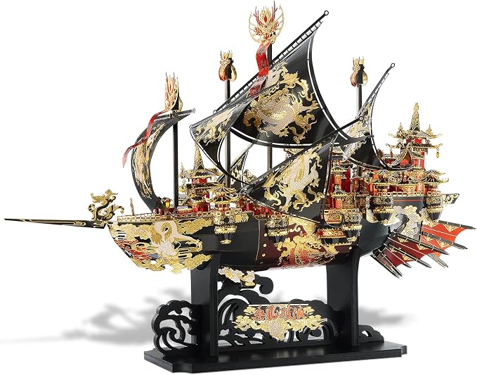 Piececool 3D Metal Puzzles Ship Models Kits to Build for Adults, The Wind Breaker Ship Model Building Kit, Brain Teaser DIY Craft Gifts for Teens Man Woman Family- 709 Pcs