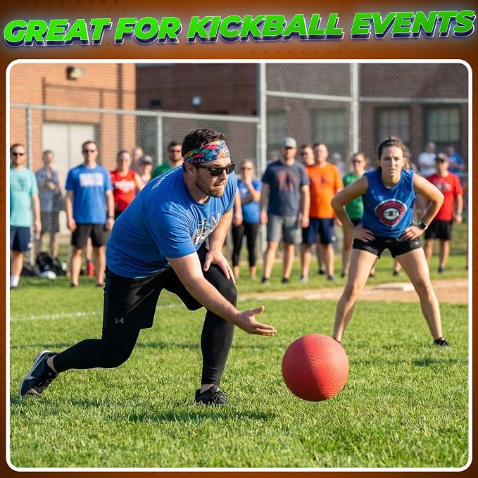 10 Inch Red & Blue Kickball Set - (2-Pack) with Pump - Large Playground Balls for Kids, Teens & Adults - Gym Sports Balls for Kickball, PE, Recess, Four Square & Backyard Games