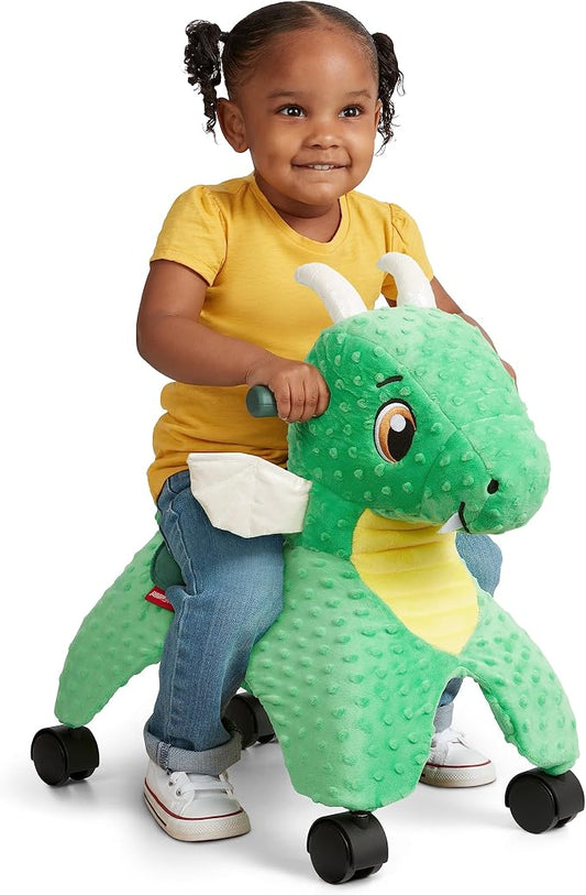 Radio Flyer Jade the Magical Touch Dragon Ride On, Ages 1-3, Interactive Lights & Sounds, Horns Light Up Riding, EZ-Glide 360-degree Wheels, Easy Grip Handles, Soft Plush Face, Toddler Ride On Toys