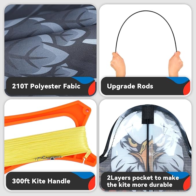 SGftre Complete Kite with Handle, Line & Accessories,Easy to Fly for Kids & Adults, Perfect for Beach, Park, Family Outdoor Activities