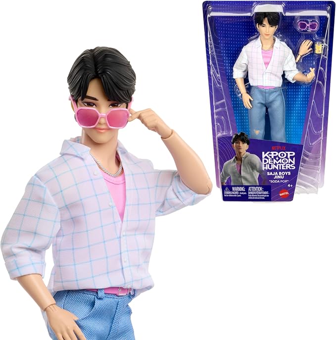 Mattel Kpop Demon Hunters Saja Boys Jinu Fashion Doll in “Soda Pop” Performance Look with 2 Accessories, Inspired by the Movie