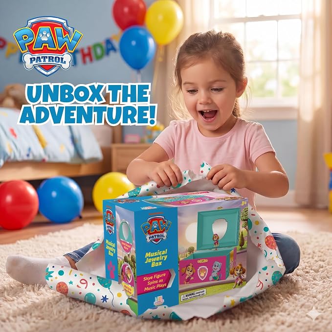 Paw Patrol Jewelry Box for Girls Musical Jewelry Box with Spinning Skye Figurine, Paw Patrol Toys for Kids Ages 3-5