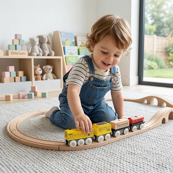 Wooden Train Set 12 PCS Magnetic Toy Train Cars with Storage Box Cover Tunnel Compatible with Thomas Brio Melissa and Doug Wooden Railway Toys for Grandkids Kids Toddlers Boys Girls