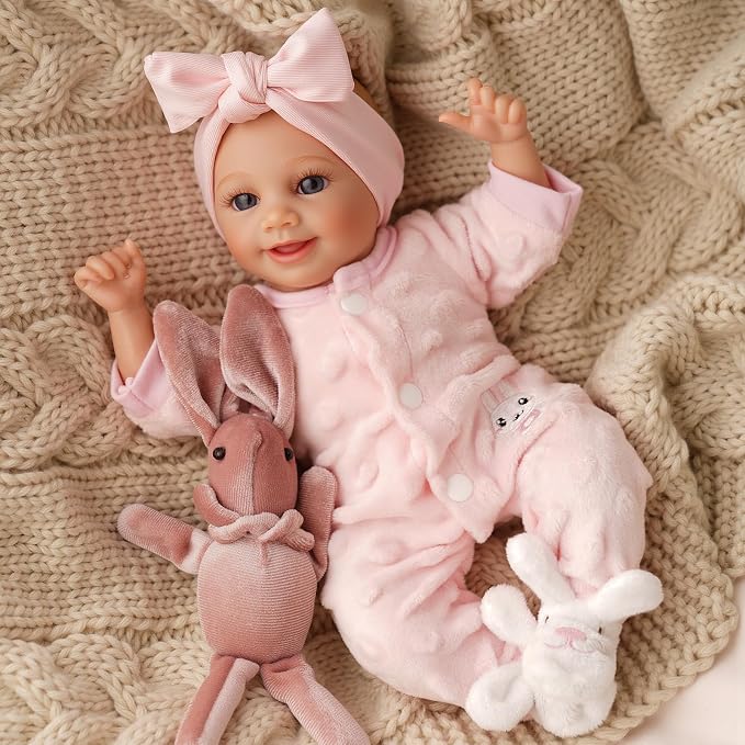 BABESIDE 12 Inch Lifelike Reborn Baby Dolls Realistic Baby Doll Sweet Full Vinyl Real Life Baby Dolls Cute Girl with Toy Accessories Gift Set for Kids Age 3+