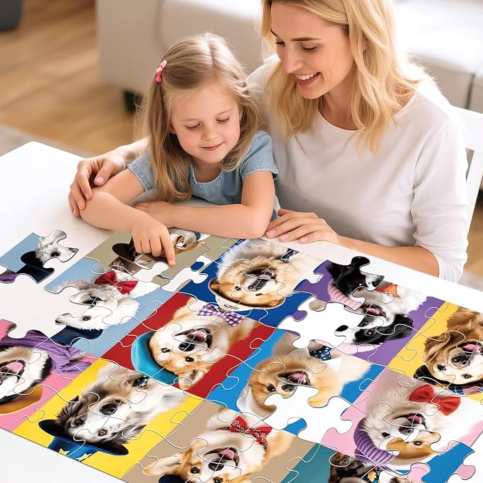 Jumbo Floor Puzzle for Kids,48 Piece Funny Dog Jigsaw Puzzles,Learning Educational Toys for Toddlers Ages 3-5,Puppy Theme Puzzles Children Gift for Boy Girl Ages 4-8