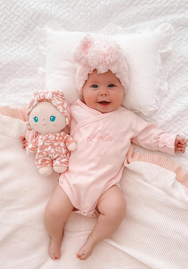 LeyaDoll Soft Baby Doll Gift Set - First Baby Doll Accessories Plush Rag Sleeping Cuddle Buddy Doll Toy Mini Pink Set for Kids Girls (9'') - Pudding Baby-Light