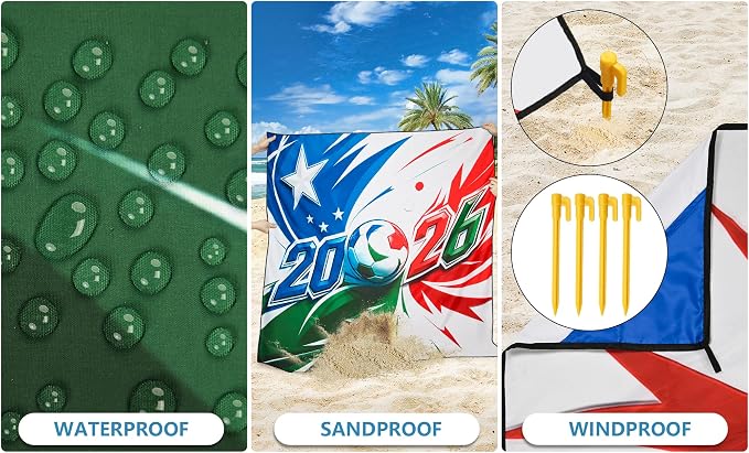 WIWIGO Beach Blanket Waterproof Sandproof Beach Mat 79" X 83"/10'x9'for 2-8 Adults Quick Drying Outdoor Picnic Mat Beach Accessories for Travel, Camping, Hiking
