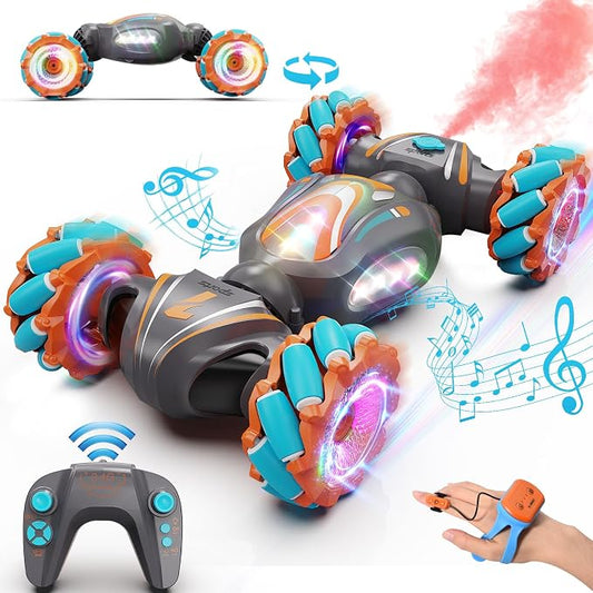 Nicella Remote Control Car, Pink RC Cars for Girls, Gesture Stunt with Light & Music, 4WD, 360° Rotating, 2.4Ghz Remote Control Car Toys, Birthday Gift for Kids Age 6+ (Grey) (Grey)