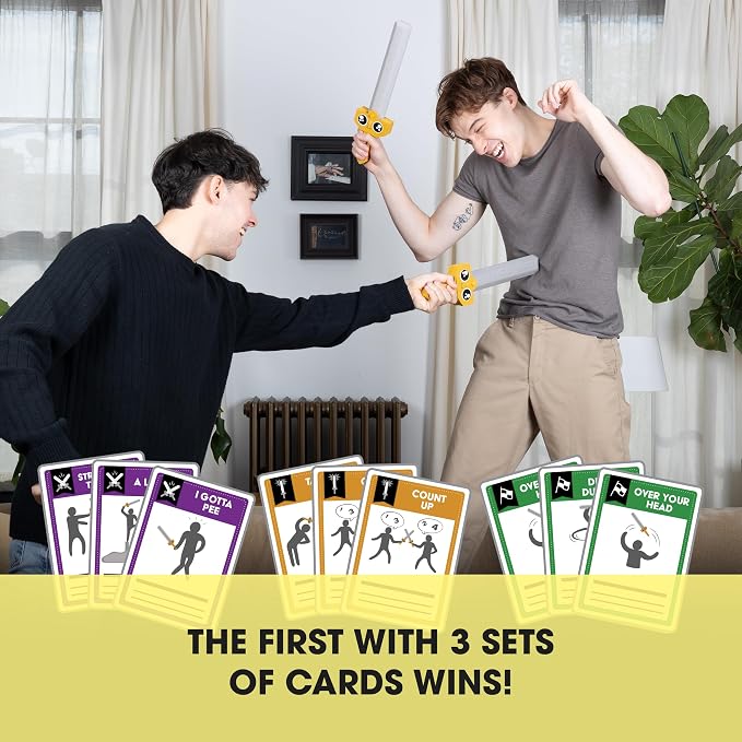 Exploding Kittens Let's Hit Each Other with Fake Swords 3-6 Players - Ages 7+ - 15 Minutes to Play - A Sword Fighting Card Game - Party Game, Family Game Night, Kid and Adult Card Game
