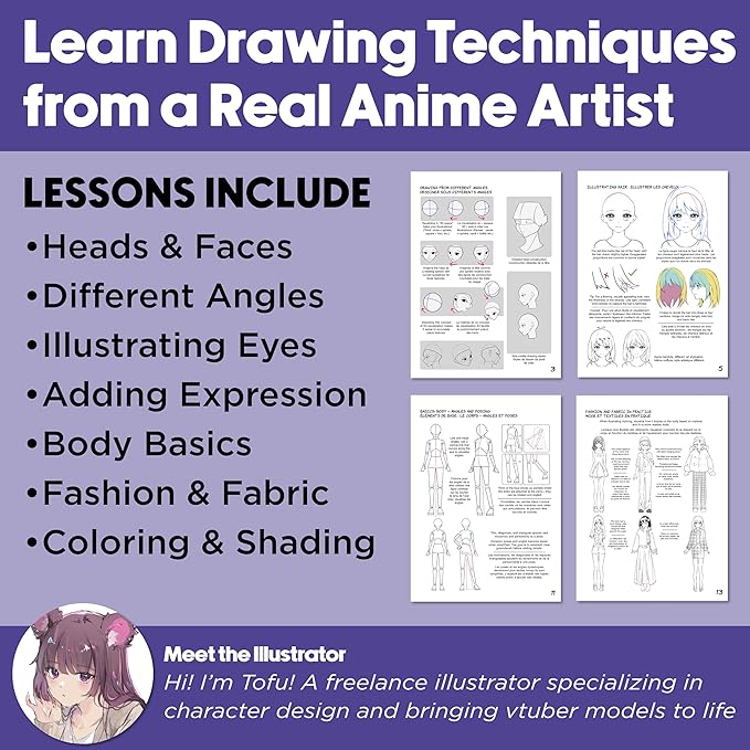Faber-Castell Anime Drawing Kit: Shojo Edition | Step-by-Step Instruction Book with 20 Practice Pages, Color Pencil Set & Drawing Supplies for Kids, Summer Craft Supplies(1 Book)