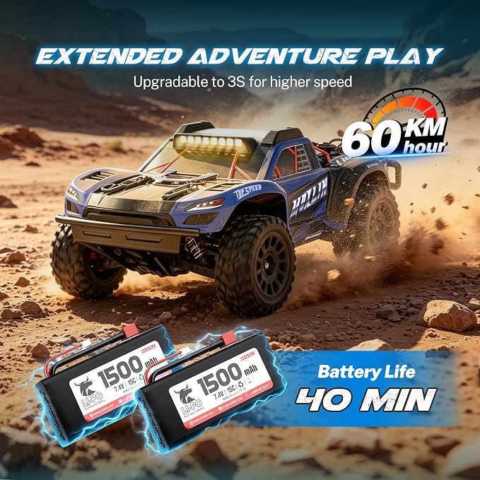 Hosim 1/14 Brushless RC Car for Adults 60KM/H, Fast Hobby RC Trucks 4WD Off Road RC Car for Kids, All Terrain Electric Remote Control Car, Waterproof RC Short Course Truck Toy Gift for Boys Age 8+