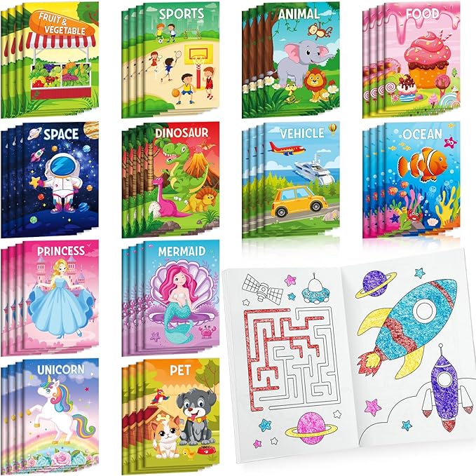 BenLouis Coloring Books Party Favors Bulk Mini Coloring Books for Kids Ages 4-8-12 Small Activity Books For Birthday Party Gifts Goodie Bags Stuffers Classroom Travel Activity（60pcs Classic）