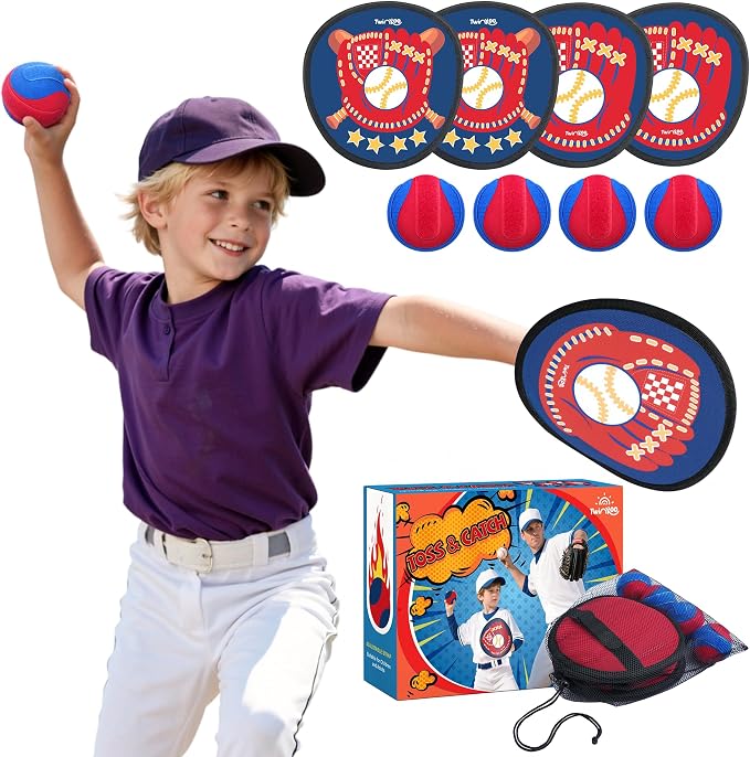 Twinkoo Toss and Catch Ball Game Set for Kids, Kids Toddler Baseball Glove & Catch Ball Toys,Kids Outdoor Games for Family, Toys for Beach Pool Yard Outside, Birthday Gift for Ages 3 4 5 6 7 8-12