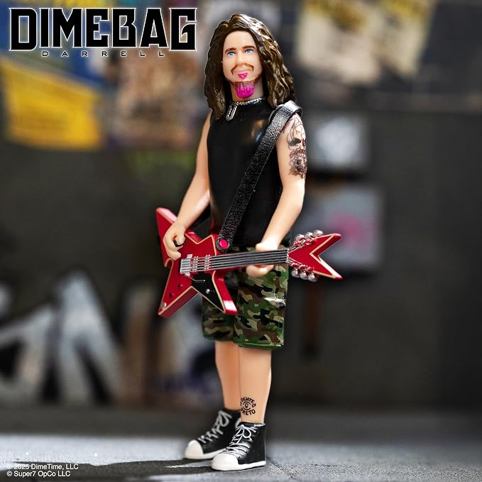 Super7 Reaction Figure Dimebag Darrell (Culprit) - 3.75" Dimebag Darrell Action Figure with Accessory - Classic Heavy Metal Collectibles and Retro Toys