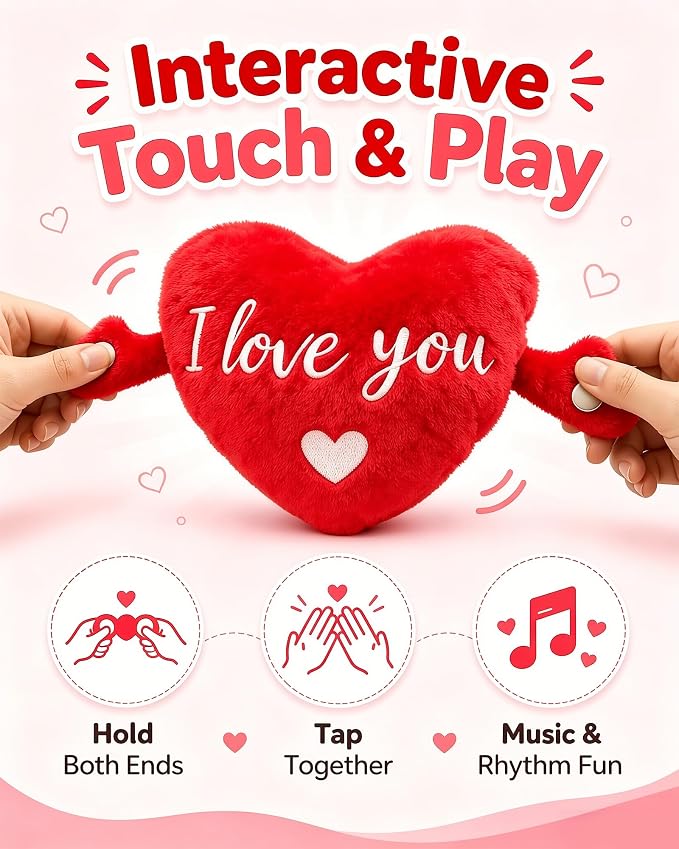 Baby Musical Sensory Toy,nteractive Musical Plush Toy with Sounds，Sensory Activity Learning Educational Kid Toy,Fun Christmas and Birthday Gifts Suitable for Multiplayer Interaction (Heart)