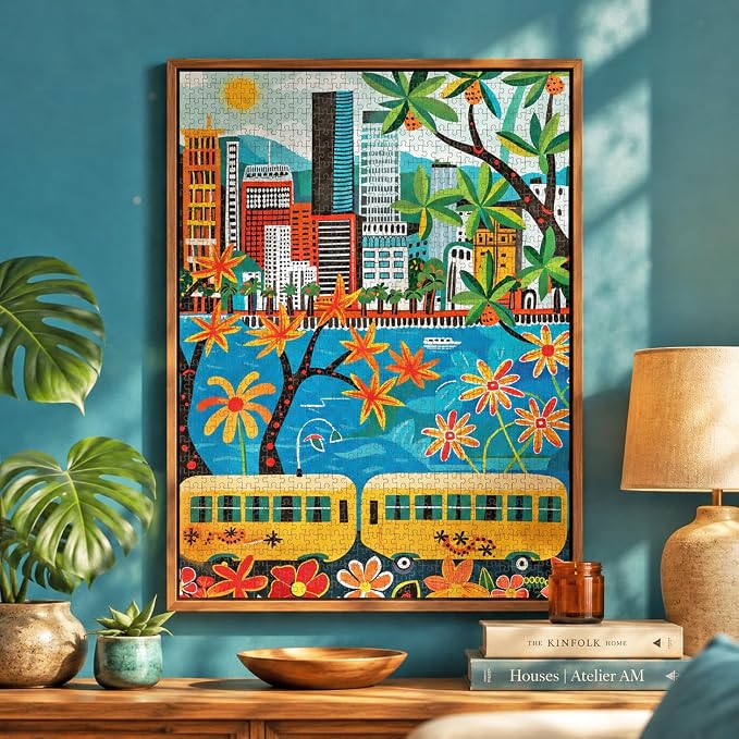 Cross & Glory - Golden Shores of Waikiki - 1000 Piece Jigsaw Puzzle for Adults | Best New Honolulu Artwork Puzzle | Unique Hawaiian Island Challenge