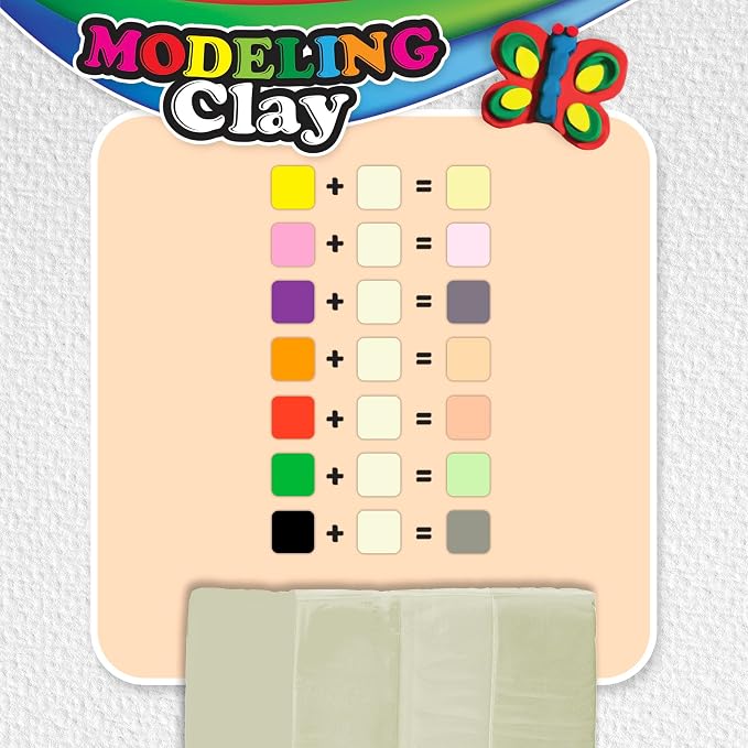 BAZIC Products Cream Modeling Clay, 1 lb, Non-Hardening, for Sculpting Art Crafts, Reusable