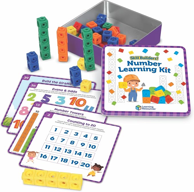 Learning Resources Skillbuilders Numbers Learning Kit - Math Manipulatives, Linking Cubes, Homeschool Supplies, Preschool Classroom Must Haves, Toddler Activities
