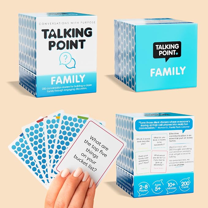 200 Family Conversation Cards for Kids & Adults - Put Down the Phones & Connect at the Dinner Table - Meaningful Questions to Get to Know Each Other - Game Night Gift for Christmas & Road Trips