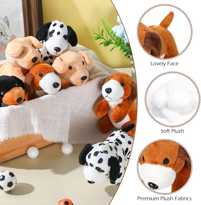 Sosation 20 Pcs Mini Stuffed Animal Dog Bulk Adopt a Puppy Favors Soft Puppy Gift Party for Kids Vet Tech Birthday Party Charity Donation Classroom Goodie Stuffer (Lively Style,Vivid Color)