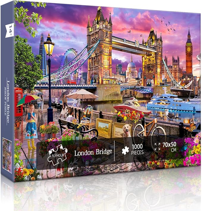 London Bridge Puzzles for Adults 1000 Pieces,Challenging Jigsaw Puzzles for Adults,Difficult Impossible Puzzle for Family Game Night,Recycled Paper Jigsaw Puzzle,Gifts for Boys Girls
