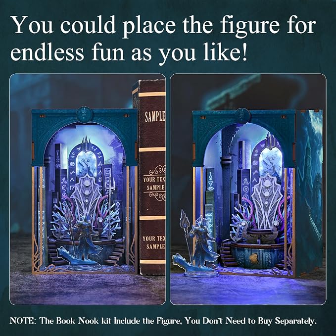 CCCDF Book Nook Kit - DIY Miniature House Dollhouse Kit, Booknook Tiny House Bookshelf Decor for Beginners, Adults and Teens, Gifts for Family, Friends (Throne of Aqua)
