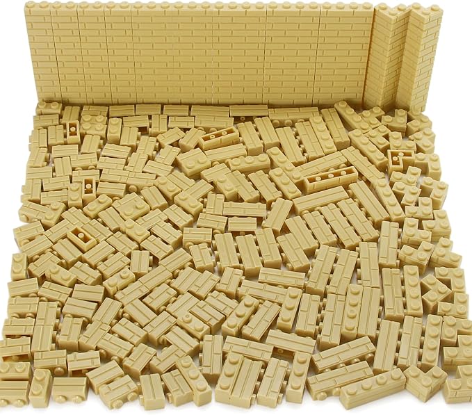 Masonry Bricks Set - Compatible with Major Brands Building Blocks, 260 Pieces Bulk 1x2 1x3 1x4 and Corner Bricks for DIY Wall House Construction (Tan)