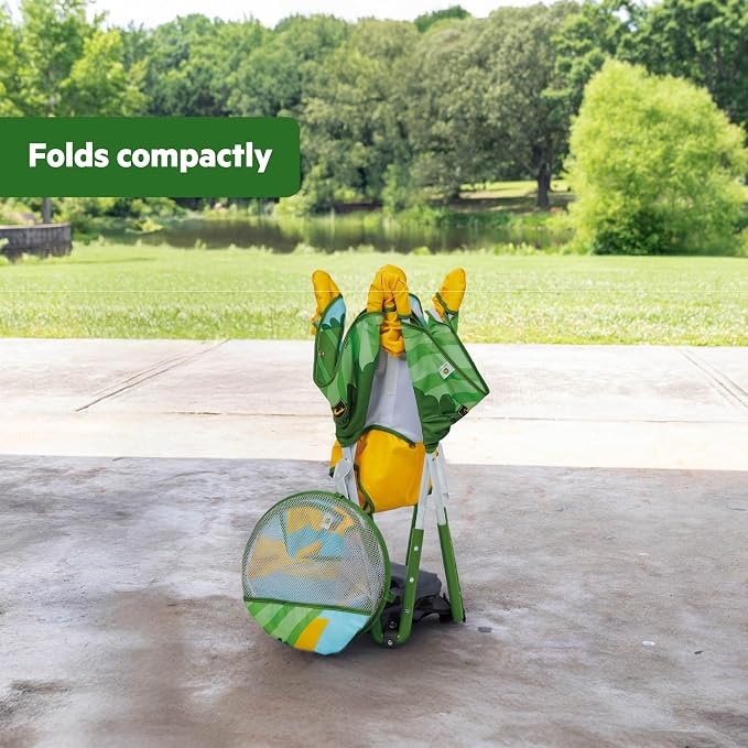 Bright Starts John Deere Pop 'N Jump Portable Baby Jumper, Foldable Indoor/Outdoor Baby Jumper with Sensory Activities, Ages 6–12 Months