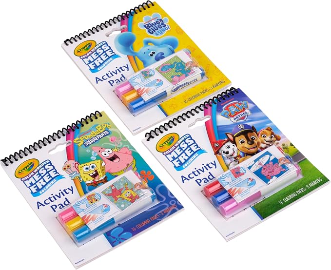 Crayola Color Wonder Nickelodeon Activity Pad Bundle (3pk), Mess-Free Coloring Set for Kids, Paw Patrol, Spongebob & Blue’s Clues, Travel Activity, Gift for Toddlers, 3+