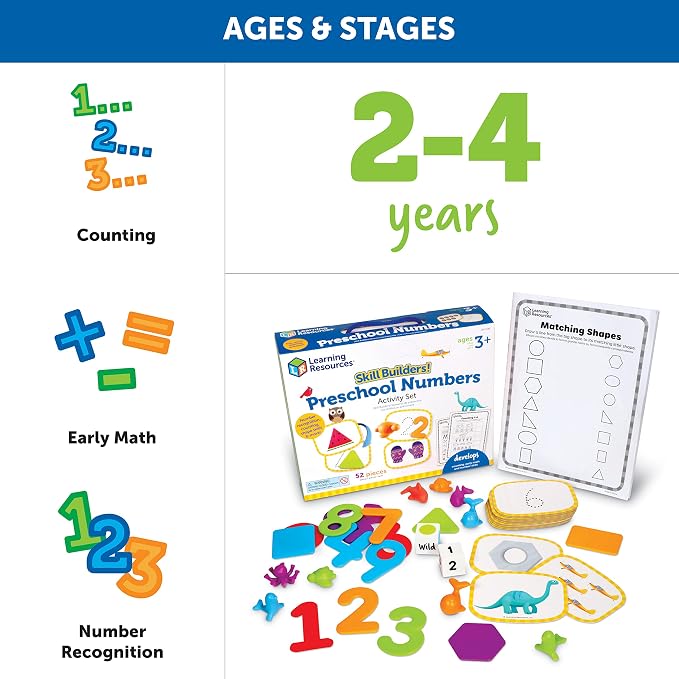 Learning Resources Skill Builders Preschool Numbers - Back to School Supplies, Teacher Must Haves, Toddler Learning Activities, Ages 3 and Up