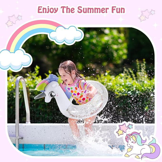 Moko Inflatable Swimming Rings, Pool Floats Swim Tubes Rings Round Shape Cute Cartoon Design Beach Water Lounge Inflatable Raft Party Supplies for Kids