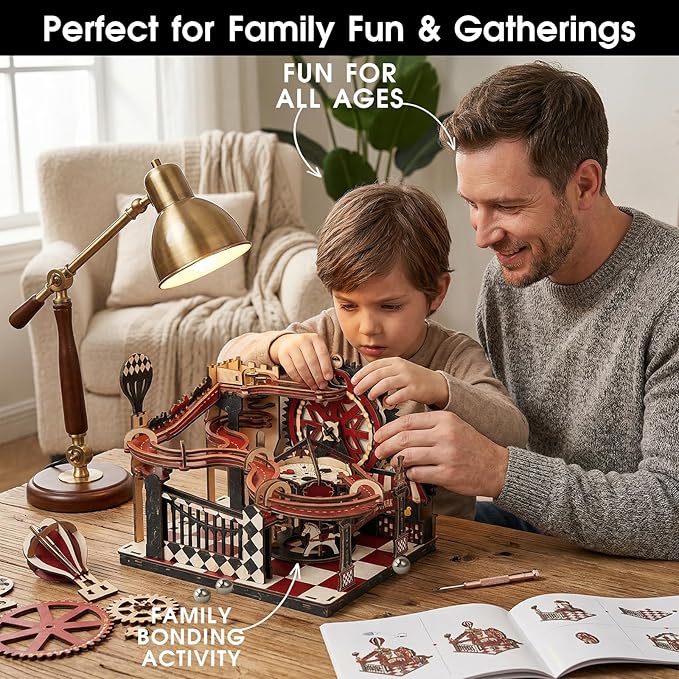 Wooden Marble Run 3D Wooden Puzzles for Adults, Mechanical Wood Marble Track - Wood Model Kits for Adults, Unique Father's Day & Graduation Gifts for Men, Dad, Teens, Desk Decor