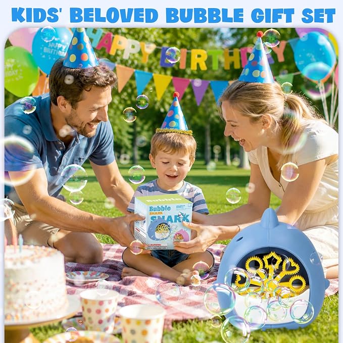 Aooess Shark Bubble Machine for Kids Age 4-8: Automatic Bubble Blower Machine Toy Cute Animal Bubble Maker Toy for Toddlers Boys Girls Age 3+, Summer Outdoor Party Birthday Gift, Blue