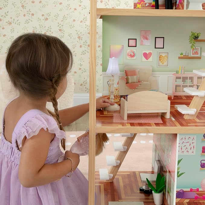 Delta Children Moveable Mansion Dollhouse - 360-Degree Play Dollhouse with Wheeled Base - Includes 16 Accessories - Fits 12-inch Dolls - Pretend Play Dream Gift for Ages 3+