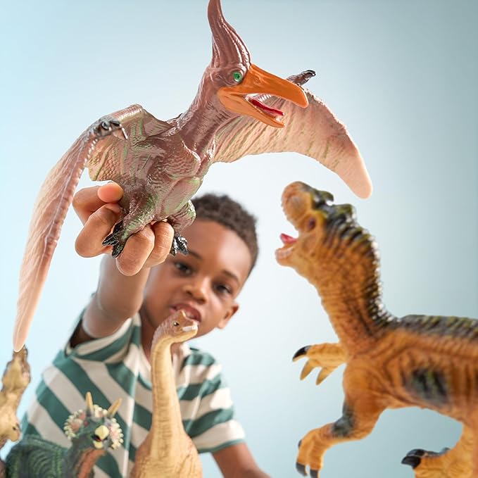 JOYIN Big Dinosaur Toys for Toddlers, 6 Piece Large Soft Dinosaur Figures with an Educational Book, Jumbo Realistic Toys for Boys and Girls Gift, Birthday Easter Gifts for Kids Ages 1 2 3 4 5