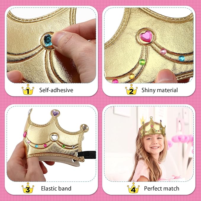 Yaomiao 22 pack DIY Crowns Set Include 12 Pcs Foam Princess Crowns and 10 Pcs Diamond Sticker for Kids