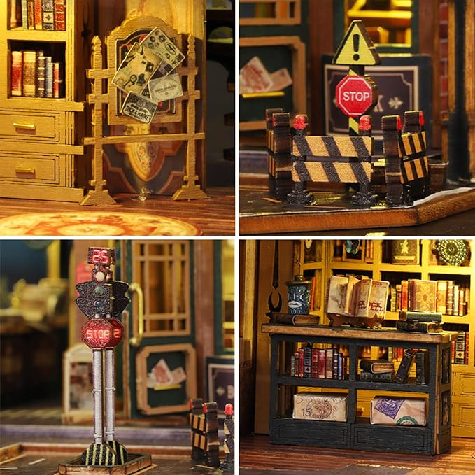 fifijoy DIY Dollhouse Miniature House Kit, Tiny House Kits Mini Doll House Model Building Sets, Wooden Miniature Kits for Adults (Magic Book City)