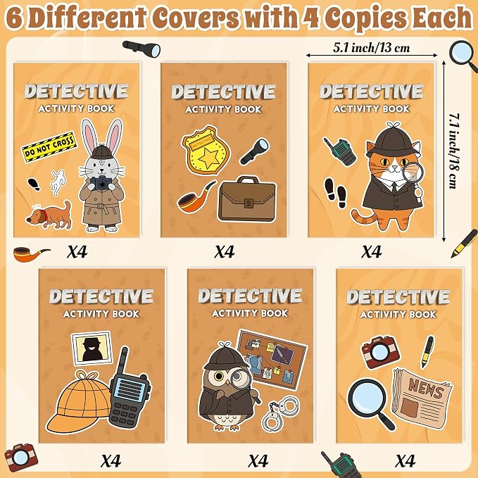 Detective Activity Books for Kids - 72 Pcs Secret Agent Coloring Books Bulk Mini Maze Word Scramble Word Search Games Activity Booklet for Birthday Party Favors Goodie Bags Stuffers Classroom Rewards