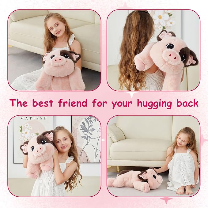 GILFWM 25" 5 lbs Weighted Stuffed Animals Pig :Big Large Weighted Plush Animal,Cute Plushie Pillow Toys,Extremely-Soft Washable Weighted Plush Pillowfort Gifts for Adults Kids Girls Boys