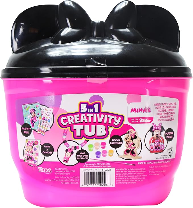 Disney Junior Minnie Mouse 5 in 1 Creativity Tub, 50-Piece Paint and Color Preschool Arts and Crafts Activity Set