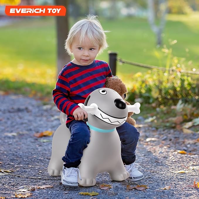 Bouncy Dog Hopper Toys for Toddlers, Inflatable Jumping Animals Hopper, Inflatable Ride on Bouncer Hopping Gifts for Boys Girls 18 Months 2 3 4 5 6 Years Old