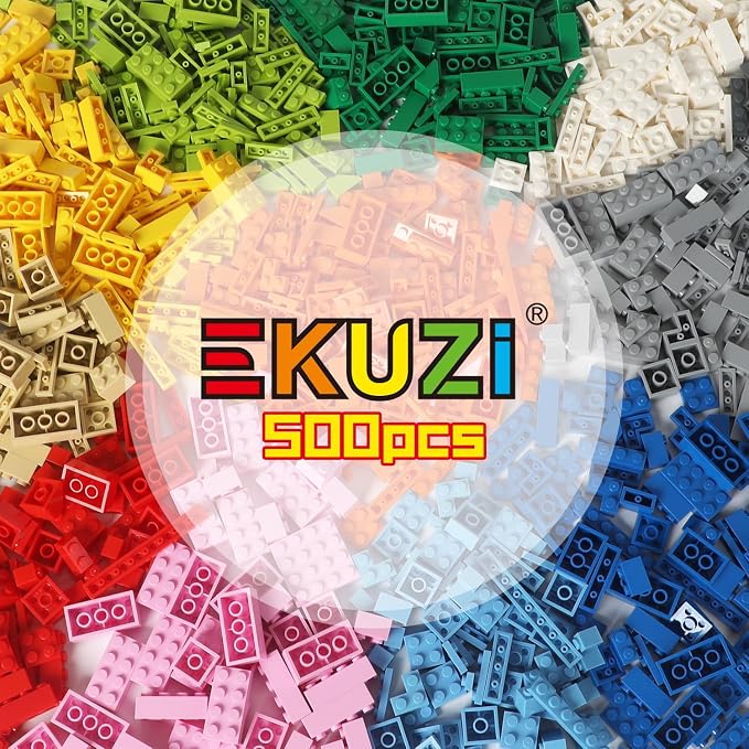 Building Bricks Compatible with Lego Classic, 500 Pieces Basic Bulk Building Blocks in Random Color