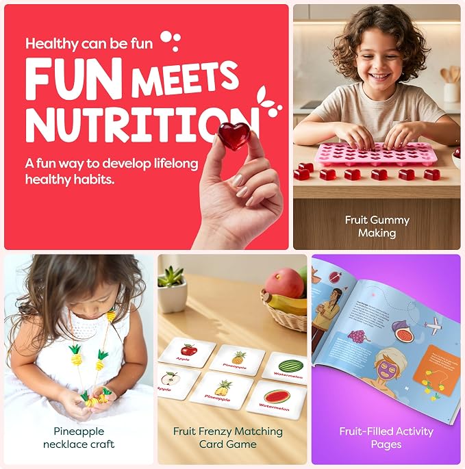 Baketivity Fantastic Fruit Box – Birthday Gift for Kids – Nutrition STEM Activity Kit with Recipes & Crafts – DIY Fruit Gummies Kit & Educational Food Science Set