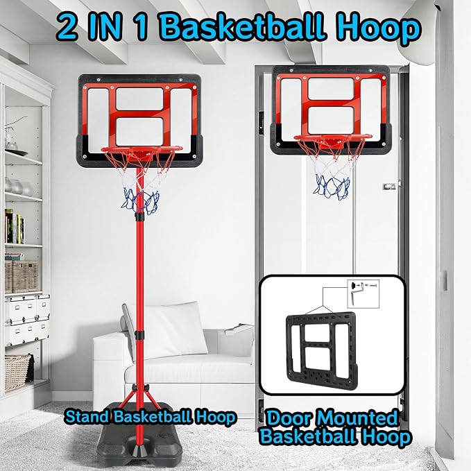 ShyLizard Boys Toy Gifts for 3 4 5 6 7 8 Years Old, Kids Basketball Hoop Adjustable Height 3.5FT-6.2FT, Mini Basketball Hoop for Kids, Basketball Goal Toys Outdoor Indoor Game Gifts for Boys