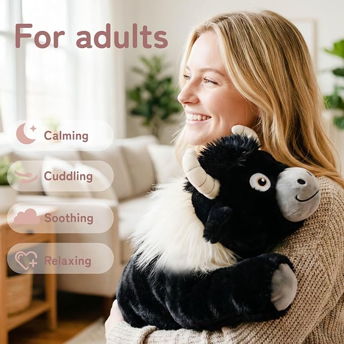 Niuniu Daddy 20" | 3.3 Pound HighIand Cow Weighted Plush Animals, Large Highland Cow Pillowfort Stuffed Lap Animal Toys for Kids Adults, Big Plushy Body Pillow for Gifts Birthday Christmas Holiday