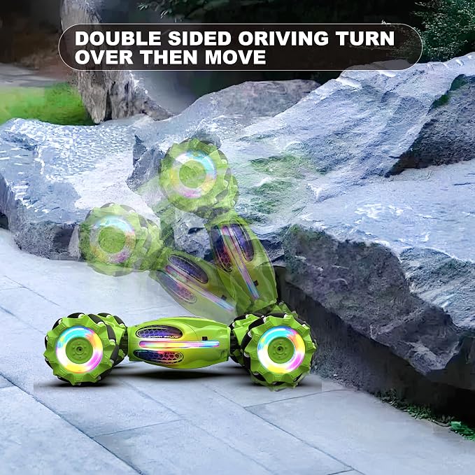 Gesture RC Car, 1:18 4WD Transform Off-Road Stunt Car with Gesture & Remote Control, 360° Flips Drift Vehicle with LED Lights Music, All Terrain Toy Cars Gifts for Boys Girls Age 6-12