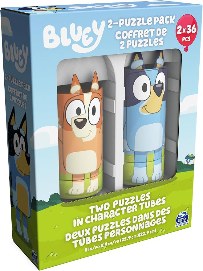 Spin Master Games, Bluey Puzzles 2-Pack, 36 Pieces, Preschool Puzzles, for Ages 3 & Up