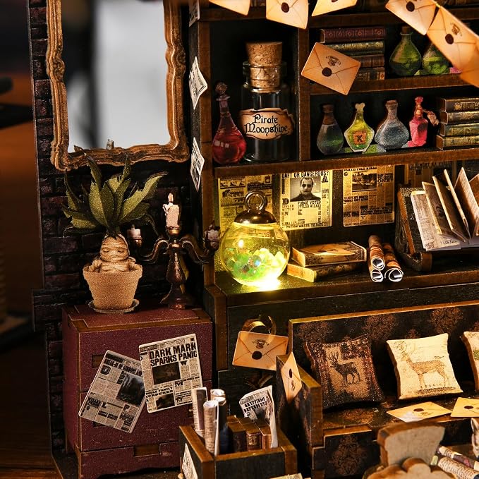 Book Nook Kit DIY Miniature House Dollhouse | Booknook Bookend Bookshelf Decor Tiny House Model Build with Magic View, Gifts for Family and Friends