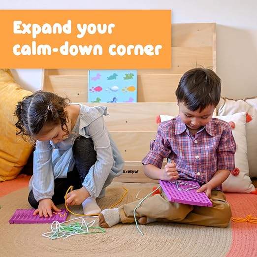 SPARK & WOW Calm Down Threading Boards | Plumly | Set of 2 | Sensory Activity Board | Autism Toys for Play Therapy | ADHD Toys for Sensory Play