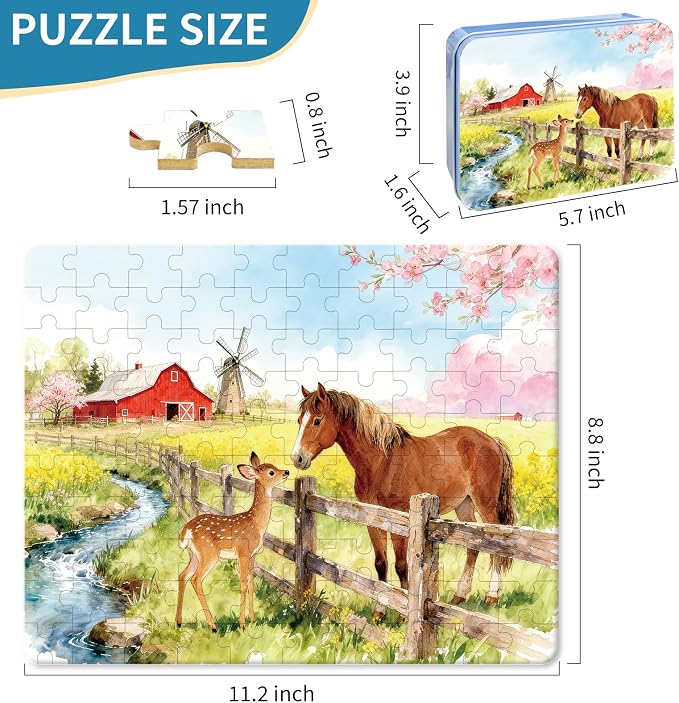 100 Pieces Puzzles for Kids Ages 4-8, Sika Deer Educational Kids 100 Piece Puzzle, Children Jigsaw Puzzles Kids Puzzles, Educational Learning Puzzle Toys for Girls and Boys